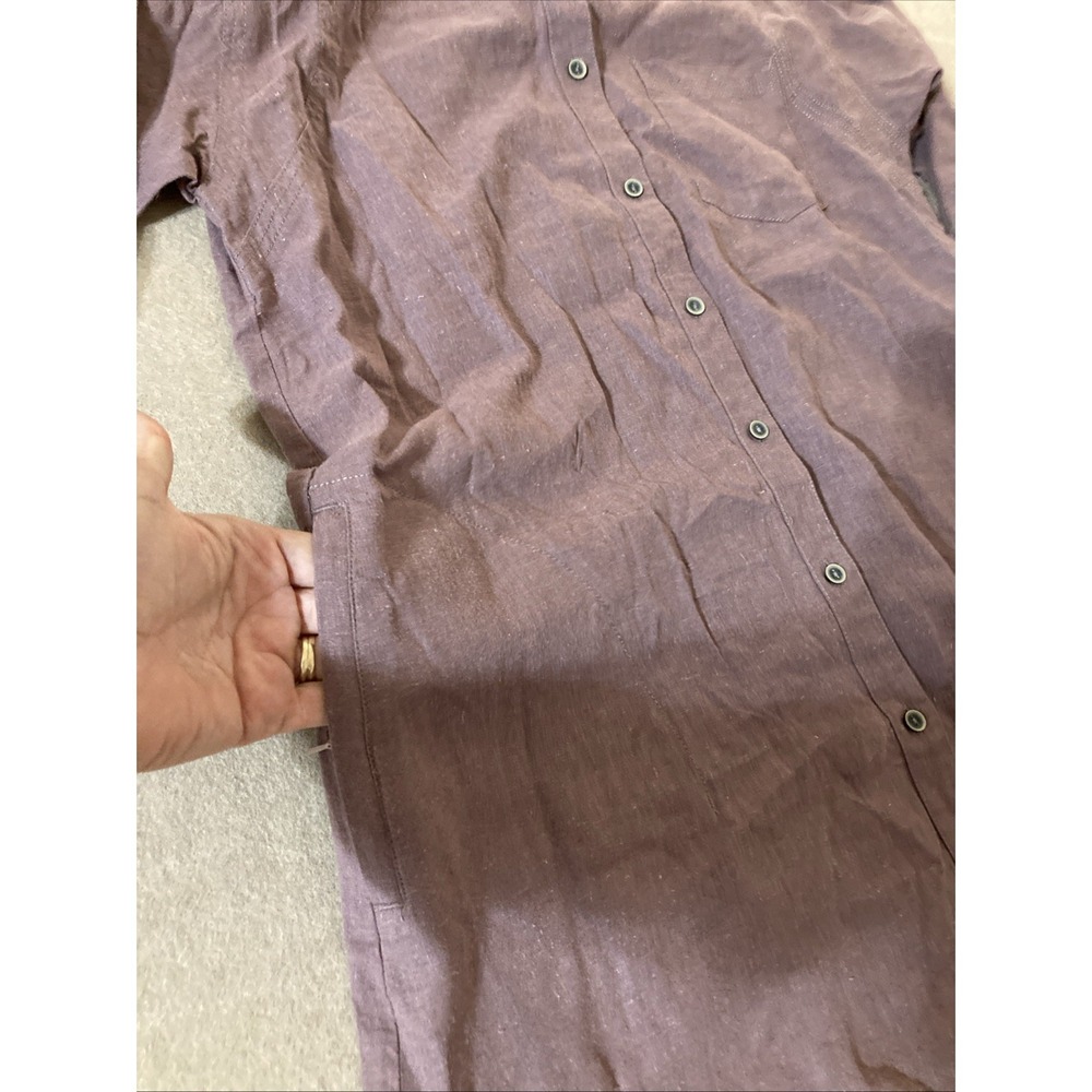 Prana Aster Tunic‎ Women's Sz L New Mauve Hemp Long Sleeve Button Zip Pocket $89 - Picture 5 of 10